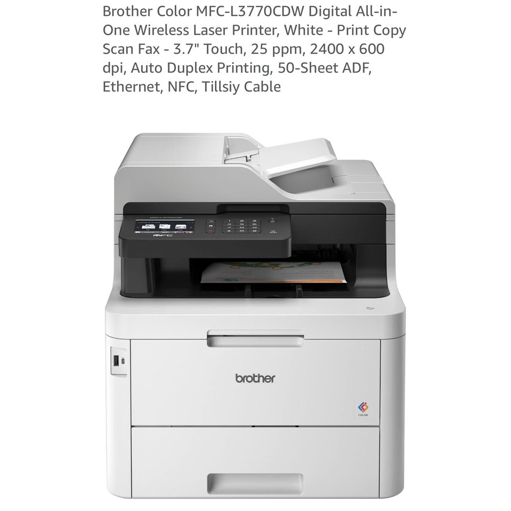 Brother MFC-L3770CDW All-in-One Laser Printer White Excellent Wireless NFC Fax